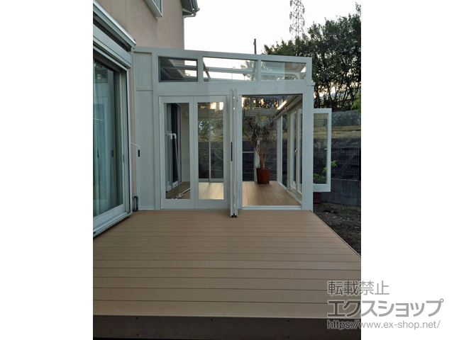 大阪府堺市のLIXIL リクシル（トステム）のテラス囲い・サンルーム ルームトラス フロア納まり 角タイプ 積雪〜20cm対応 施工例