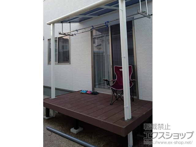 岡山県倉敷市ののウッドデッキ リウッドデッキ200＋角テラス柱用カバー 施工例