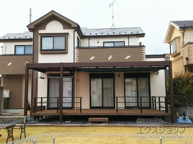 埼玉県日高市ののテラス屋根 リレーリア テラス屋根 連棟 マテリアルカラー＋リレーリアテラス屋根用 オプション サンシェードカーテンII 施工例