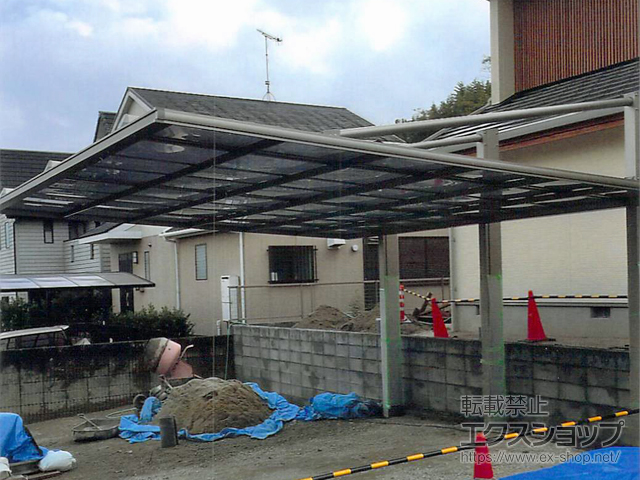 福岡県糸島市ののカーポート ダブルフェース 側面支持タイプ  積雪〜20cm対応 施工例