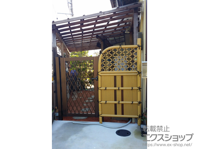 静岡県藤枝市のの門扉 エクスライン門扉4型 片開き　門柱使用 施工例