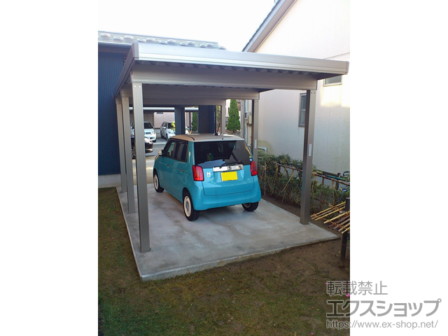 富山県富山市のLIXIL リクシル（トステム）のカーポート テリオスポートIII 4500 角柱6本仕様 積雪〜150cm対応 施工例