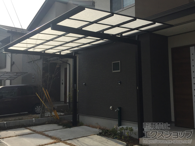 京都府亀岡市ののカーポート ニューマイリッシュ 逆勾配 前下がり 積雪〜20cm対応 施工例