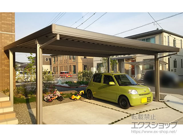 熊本県菊池郡大津町のLIXIL リクシル（トステム）のカーポート テリオスポートIII 900 2台用 角柱4本仕様 積雪〜30cm対応 施工例