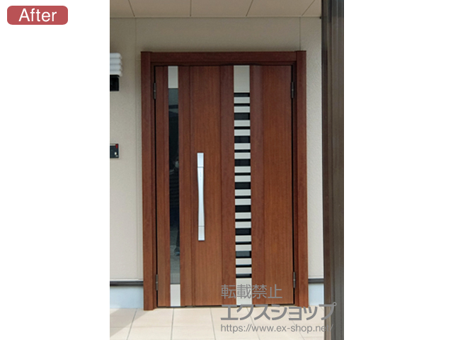 静岡県菊川市のLIXIL リクシル（トステム）の玄関ドア リシェントII 断熱K4仕様 親子仕様(ランマ無)R E90型 ※カザスプラス仕様 施工例