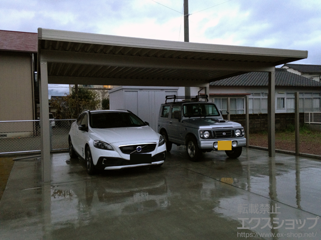 熊本県人吉市のLIXIL リクシル（トステム）のカーポート テリオスポートIII 1500 2台用 角柱4本仕様 積雪〜50cm対応 施工例