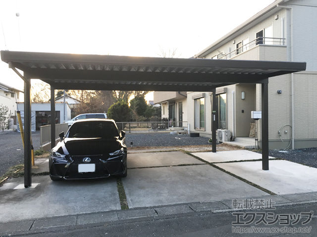 埼玉県深谷市のLIXIL リクシル（トステム）のカーポート テリオスポートIII 1500 2台用 角柱4本仕様 積雪〜50cm対応 施工例