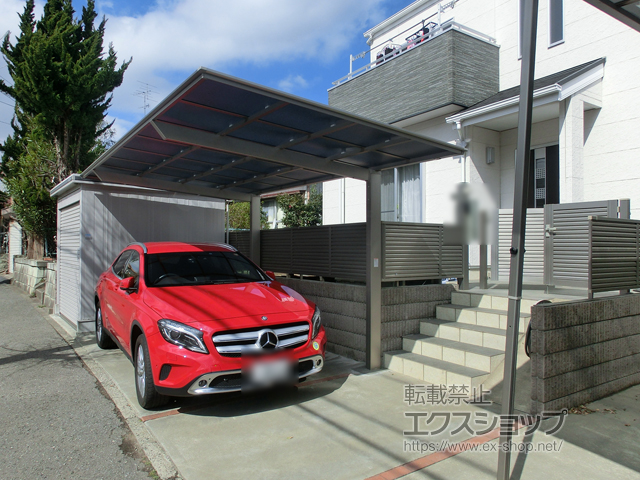 千葉県四街道市ののカーポート フーゴF (フラットスタイル) 積雪〜20cm対応※側面台形納まり 施工例