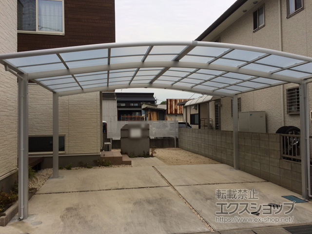 広島県福山市ののカーポート ネスカR (ラウンドスタイル) ワイド 積雪〜20cm対応 施工例