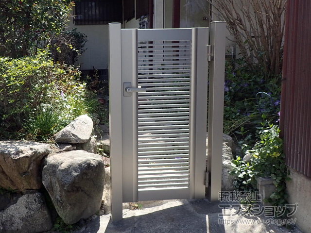 福岡県福岡市のの門扉 エクスライン門扉1型 片開き 門柱使用 施工例