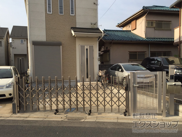 東京都東久留米市のの門扉 プレシオス門扉 縦格子 片開き 門柱仕様 施工例