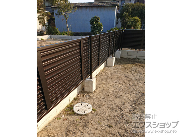 愛知県稲沢市ののフェンス・柵 ミエーネフェンス 目隠しルーバータイプ 自由柱施工　※前回施工分と接続 施工例