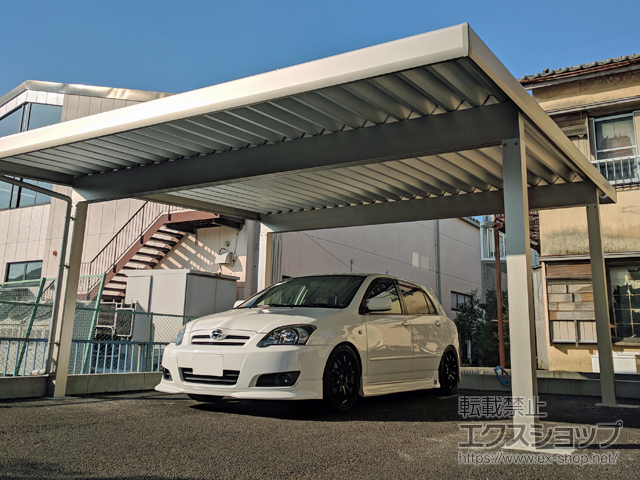 千葉県松戸市ののカーポート ジーポートneo Aタイプ 2台用 角柱4本柱 積雪〜100cm対応 施工例