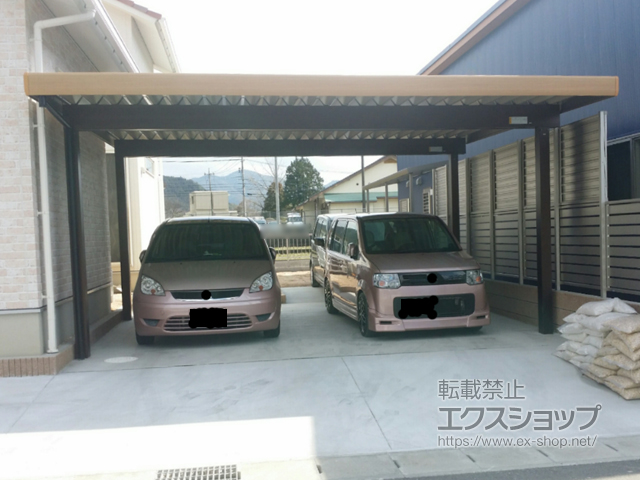山口県山口市ののカーポート レオンポートneo 2台用 角柱4本仕様 積雪〜50cm対応 施工例
