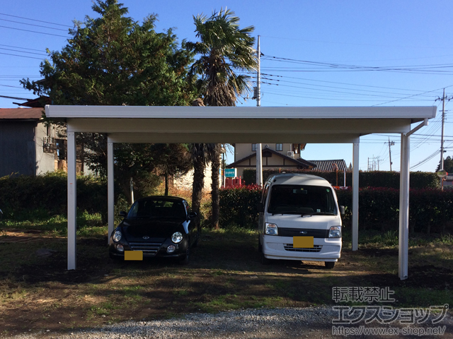 群馬県前橋市のLIXIL リクシル（トステム）のカーポート テリオスポートIII 2台用 角柱4本仕様 積雪〜50cm対応 施工例