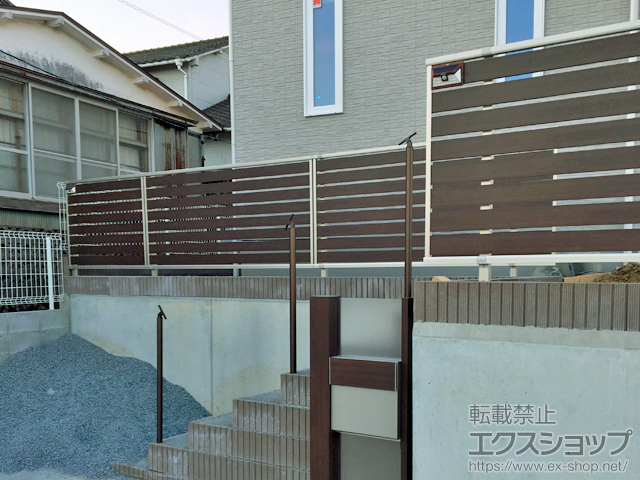 宮城県石巻市ののフェンス・柵 イーネットフェンス1F型 自由柱施工 施工例