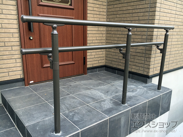 千葉県船橋市ののフェンス・柵 グリップライン 歩行補助手すり トップ1段＋フロント1段仕様 施工例