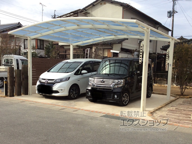 大分県日田市ののカーポート ネスカR (ラウンドスタイル) ワイド 積雪〜20cm対応 施工例