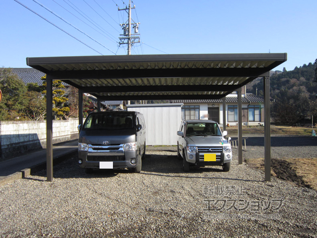 岐阜県大垣市のLIXIL リクシル（トステム）のカーポート テリオスポートIII 1500 2台用 奥行延長 6本柱 積雪〜50cm対応 施工例