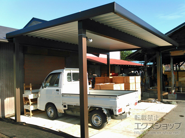 青森県三戸郡南部町ののカーポート ジーポートneo Aタイプ 2台用 角柱4本仕様 積雪〜100cm対応 施工例