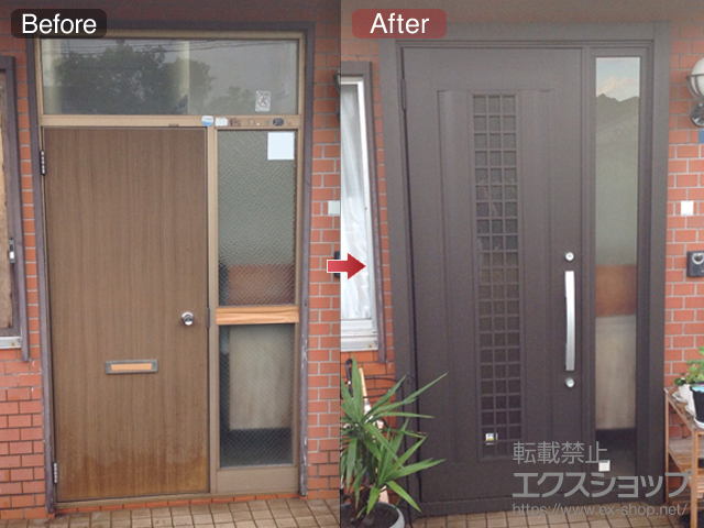 鹿児島県鹿児島市のLIXIL リクシル（トステム）の玄関ドア リシェント玄関ドア3 アルミ仕様 手動 片袖仕様(ランマ無)L C20N型 施工例
