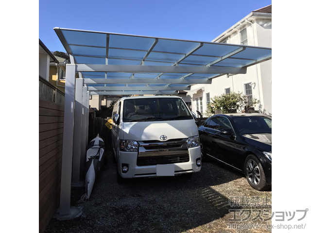 神奈川県逗子市ののカーポート ニューマイリッシュ 延長 逆勾配 前下がり 積雪〜20cm対応 施工例