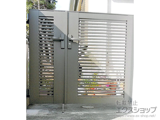 神奈川県鎌倉市のの門扉 ライシス門扉 1型 細横桟 両開き親子 柱使用 施工例