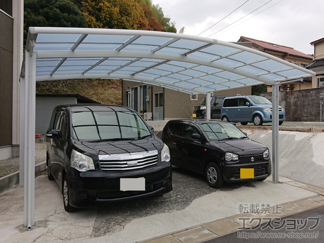 島根県浜田市ののカーポート ネスカR (ラウンドスタイル) ワイド 積雪〜20cm対応 施工例