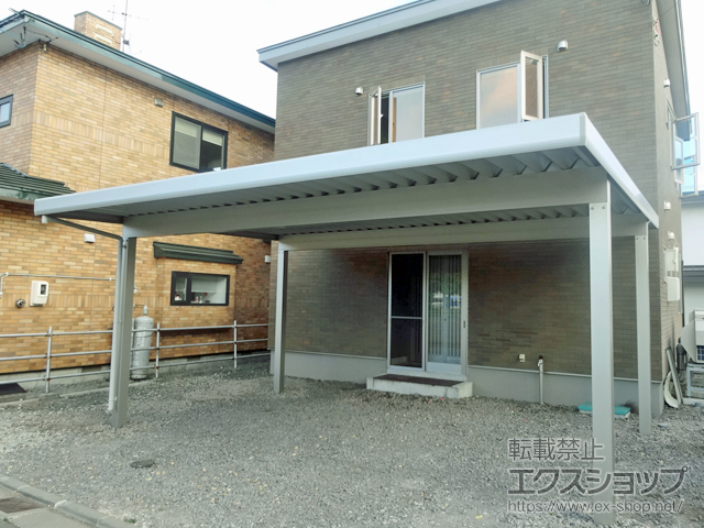 北海道函館市ののカーポート ジーポートneo Aタイプ 2台用 角柱4本柱 積雪〜100cm対応 施工例