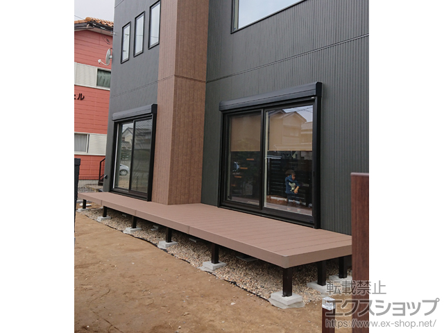 茨城県龍ケ崎市ののウッドデッキ リウッドデッキ 200 L字 施工例