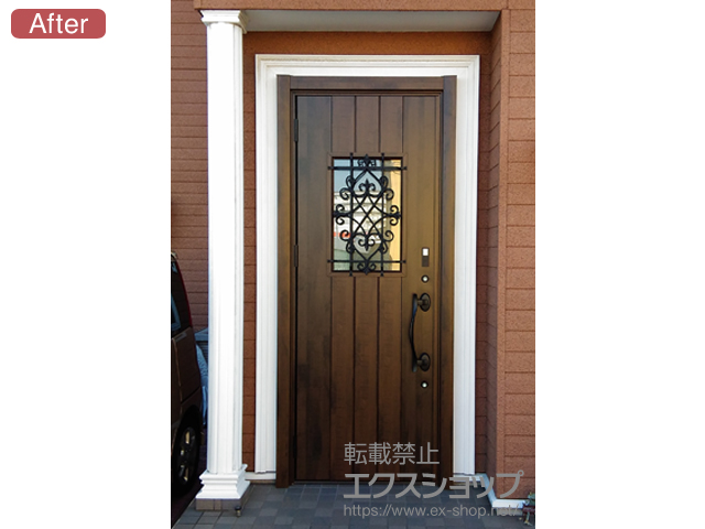 大阪府堺市のLIXIL リクシル（トステム）の玄関ドア リシェント 玄関ドア3 断熱K4仕様 片開き仕様(ランマ無)L D41型※カザスプラス仕様 施工例