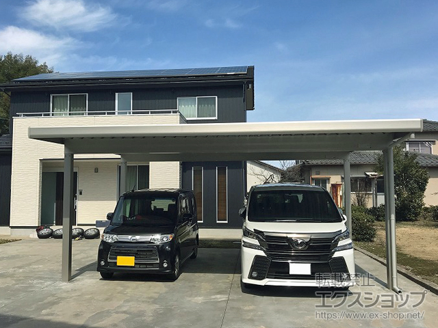 石川県加賀市ののカーポート ジーポートneo Aタイプ 2台用 角柱4本仕様 積雪〜100cm対応 施工例