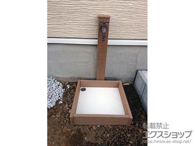埼玉県さいたま市のの立水栓・ガーデンシンク エバーエコウッド 水栓柱 施工例