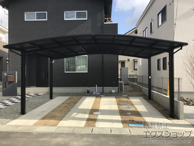 広島県東広島市ののカーポート ネスカR (ラウンドスタイル) ワイド 積雪〜20cm対応 施工例