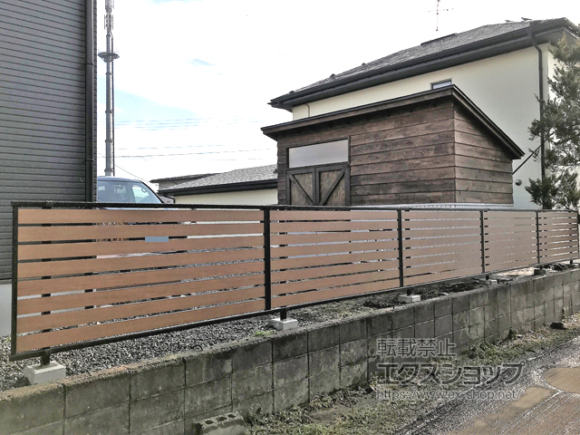 岩手県一関市ののフェンス・柵 モクアルフェンス 横板タイプ 自由柱 施工例