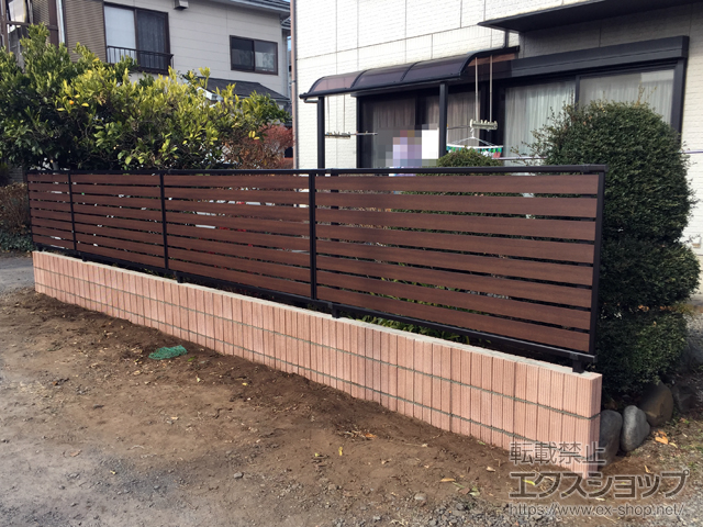 神奈川県相模原市ののフェンス・柵 モクアルフェンス 横板タイプ 自由柱施工 施工例