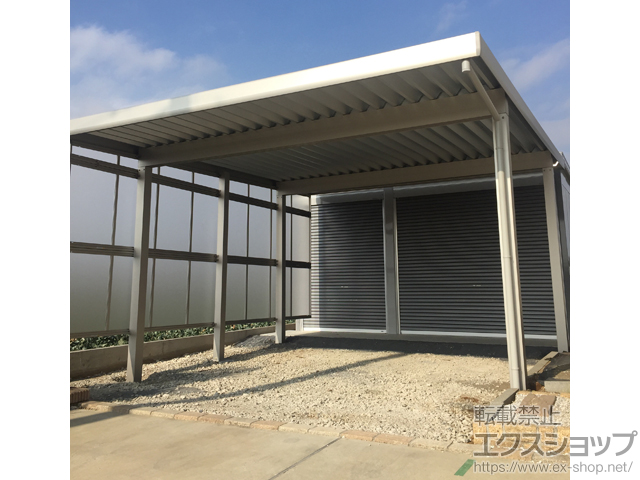 埼玉県桶川市ののカーポート レオンポートneo 2台用　角柱4本仕様  積雪〜50cm対応 施工例