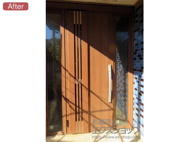 群馬県前橋市のLIXIL リクシル（トステム）の玄関ドア リシェント 玄関ドア3 断熱K4仕様 手動 両袖仕様(ランマ無)L M83型 施工例