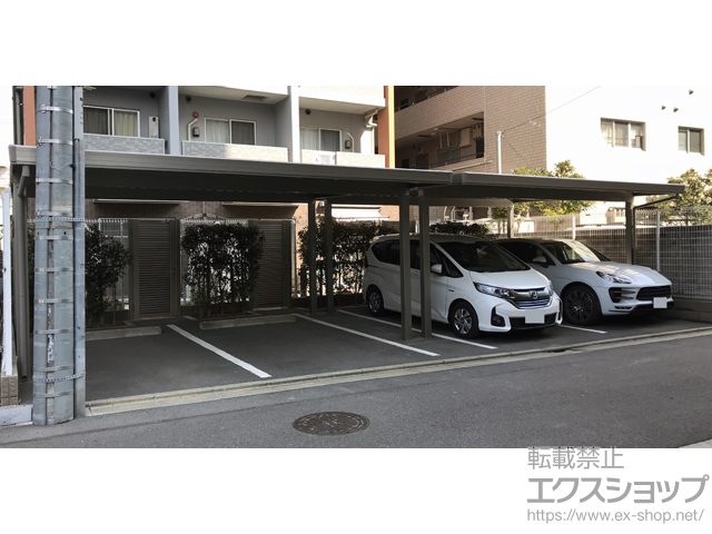 東京都江戸川区のLIXIL リクシル（トステム）のカーポート テリオスポートIII 900 2台用 角柱4本仕様 積雪〜30cm対応 施工例