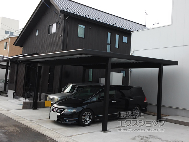 宮城県東松島市ののカーポート ジーポートneo Aタイプ 2台用 角柱4本仕様 積雪〜100cm対応 施工例