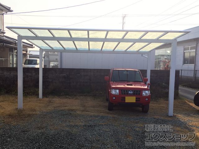 福岡県三潴郡大木町ののカーポート スカイリード 両側支持 ワイド2台用 積雪〜20cm対応 施工例