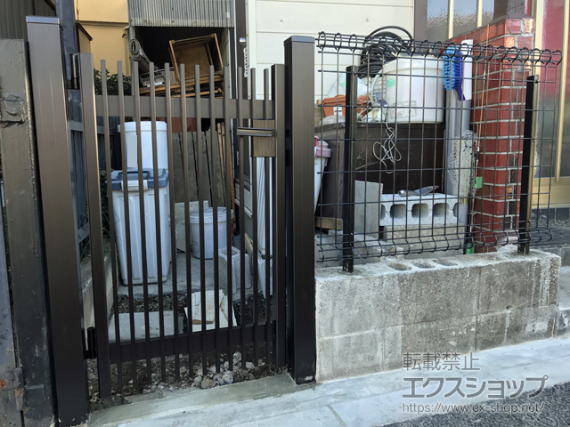 東京都練馬区のの門扉 ハイ千峰 片開き　柱使用 施工例