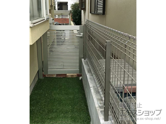 千葉県千葉市のの門扉 シンプレオ門扉1型 横格子 片開き 門柱使用 施工例