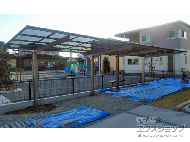 福島県南相馬市ののカーポート ソリッドポート 縦連棟 積雪〜20cm対応 施工例