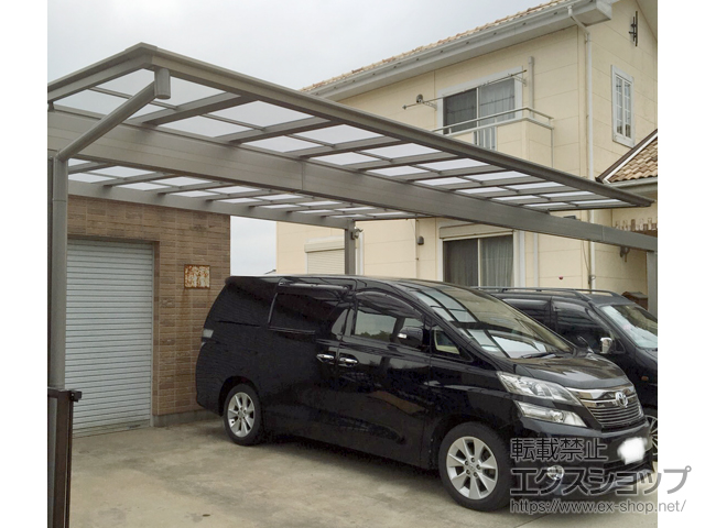 茨城県神栖市ののカーポート フーゴF (フラットスタイル) ワイド 積雪〜20cm対応※W80水下梁延長 施工例