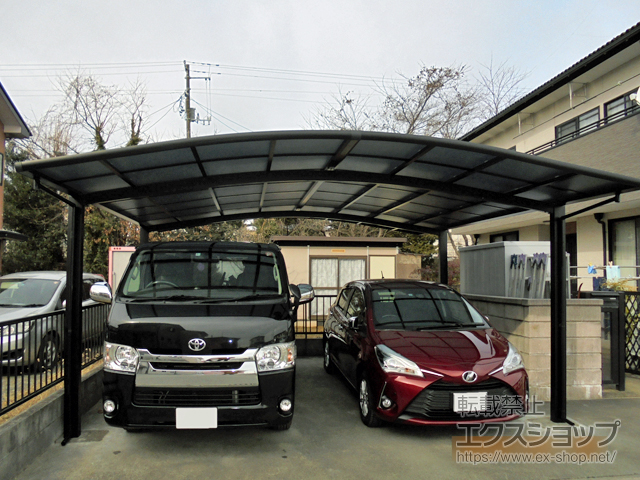 福島県いわき市ののカーポート ネスカR (ラウンドスタイル) ワイド 積雪〜20cm対応 施工例