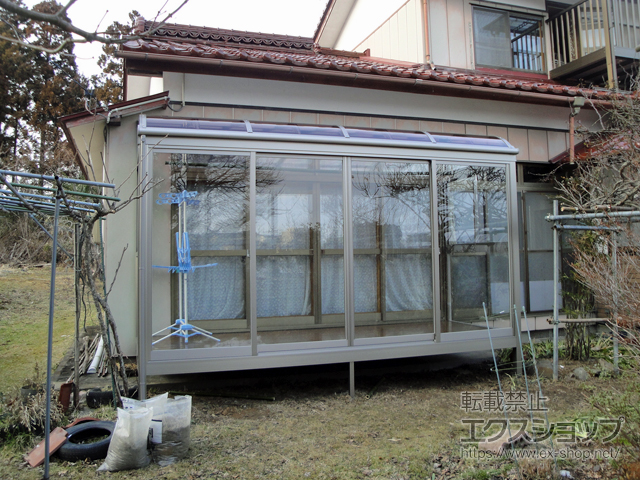 宮城県気仙沼市ののテラス囲い・サンルーム サニージュ R型 床納まり ランマ無 積雪〜50cm対応 施工例