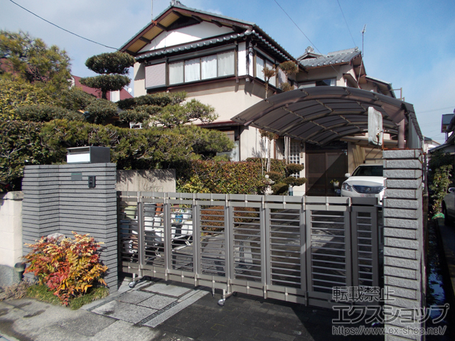 滋賀県大津市ののカーゲート シャレオ伸縮1型 ノンレール 片開き 350S 施工例