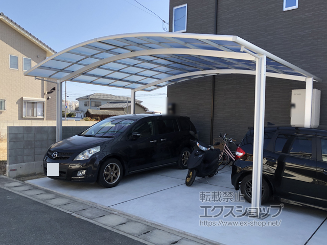 徳島県阿南市ののカーポート フーゴR (ラウンドスタイル) ワイド 積雪〜20cm対応 施工例