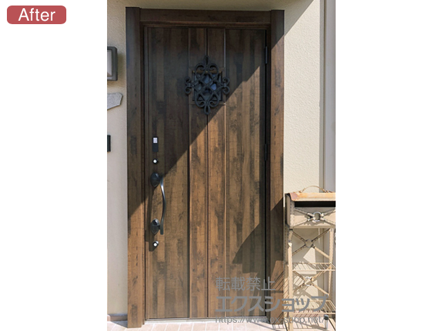 長野県佐久市のLIXIL リクシル（トステム）の玄関ドア リシェント 玄関ドア3 断熱K2仕様 片開き仕様(ランマ無)R D77型※タッチキー(キー付リモコン)仕様 施工例